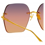 Linda Farrow - Occhiali da Sole Carina Oversized in Oro Giallo - LFL1395C1SUN - Linda Farrow Eyewear