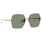 Linda Farrow - Carina Oversized Sunglasses in Light Gold Green - LFL1395C2SUN - Linda Farrow Eyewear