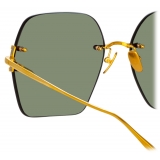 Linda Farrow - Carina Oversized Sunglasses in Light Gold Green - LFL1395C2SUN - Linda Farrow Eyewear