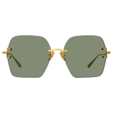 Linda Farrow - Carina Oversized Sunglasses in Light Gold Green - LFL1395C2SUN - Linda Farrow Eyewear