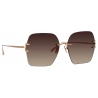 Linda Farrow - Occhiali da Sole Carina Oversized in Oro Rosa Moka - LFL1395C3SUN - Linda Farrow Eyewear