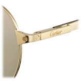 Cartier - Aviator - Metallo Corno Bianco Carbonio Oro Champagne - Santos de Cartier - Occhiali da Sole - Cartier Eyewear