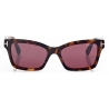 Tom Ford - Mikel Sunglasses - Occhiali da Sole Rettangolare - Havana Scuro Bordeaux - Occhiali da Sole