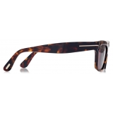 Tom Ford - Mikel Sunglasses - Occhiali da Sole Rettangolare - Havana Scuro Bordeaux - Occhiali da Sole