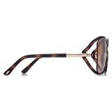 Tom Ford - Solange-02 Sunglasses - Occhiali da Sole Quadrati - Havana Scuro - Occhiali da Sole - Tom Ford Eyewear