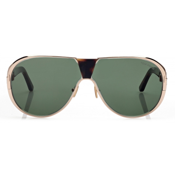 Tom Ford - Vincenzo Sunglasses - Occhiali da Sole Pilota - Oro Rosa Verde - Occhiali da Sole - Tom Ford Eyewear