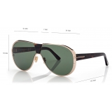 Tom Ford - Vincenzo Sunglasses - Occhiali da Sole Pilota - Oro Rosa Verde - Occhiali da Sole - Tom Ford Eyewear