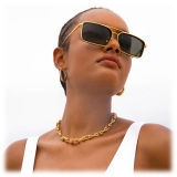 Linda Farrow - Cassia Rectangular Sunglasses in Yellow Gold Grey - LFL1392C1SUN - Linda Farrow Eyewear