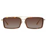 Linda Farrow - Cassia Rectangular Sunglasses in Light Gold Mocha - LFL1392C2SUN - Linda Farrow Eyewear