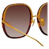 Linda Farrow - Celia Oversized Sunglasses in Tortoiseshell Yellow Gold - LFL1405C2SUN - Linda Farrow Eyewear