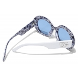 Dolce & Gabbana - Occhiale da Sole DG Logo - Bianco Blu - Dolce & Gabbana Eyewear