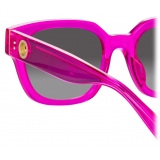 Linda Farrow - Occhiali da Sole Deni D-Frame in Fucsia - LFL1243C6SUN - Linda Farrow Eyewear