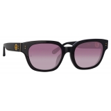 Linda Farrow - Occhiali da Sole Deni D-Frame in Nero Prugna - LFL1243C3SUN - Linda Farrow Eyewear