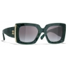 Chanel - Occhiali da Sole Rettangolari - Verde Grigio Sfumate - Chanel Eyewear