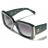 Chanel - Occhiali da Sole Rettangolari - Verde Grigio Sfumate - Chanel Eyewear