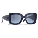 Chanel - Occhiali da Sole Rettangolari - Blu Sfumate - Chanel Eyewear