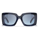 Chanel - Occhiali da Sole Rettangolari - Blu Sfumate - Chanel Eyewear