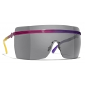 Chanel - Occhiali da Sole a Maschera - Rosa Viola Grigio Scuro - Chanel Eyewear