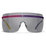 Chanel - Occhiali da Sole a Maschera - Rosa Viola Grigio Scuro - Chanel Eyewear