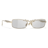 Chanel - Rectangular Sunglasses - Gold Beige Light Gray - Chanel Eyewear