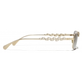 Chanel - Rectangular Sunglasses - Gold Beige Light Gray - Chanel Eyewear