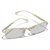 Chanel - Occhiali da Sole Rettangolari - Oro Beige Grigio Chiaro - Chanel Eyewear