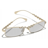 Chanel - Rectangular Sunglasses - Gold Beige Light Gray - Chanel Eyewear