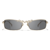 Chanel - Rectangular Sunglasses - Gold Beige Dark Gray - Chanel Eyewear