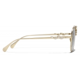 Chanel - Occhiali da Sole Pilota - Oro Beige Grigio Chiaro - Chanel Eyewear