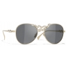 Chanel - Occhiali da Sole Pilota - Oro Beige Grigio Scuro - Chanel Eyewear