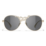 Chanel - Pilot Sunglasses - Gold Beige Dark Gray - Chanel Eyewear