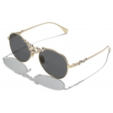 Chanel - Occhiali da Sole Pilota - Oro Beige Grigio Scuro - Chanel Eyewear