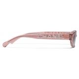 Chanel - Occhiali da Sole Rettangolari - Rosa Chiaro Grigio Sfumato - Chanel Eyewear
