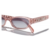Chanel - Occhiali da Sole Rettangolari - Rosa Chiaro Grigio Sfumato - Chanel Eyewear