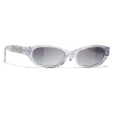 Chanel - Occhiali da Sole Rettangolari - Argento Grigio Sfumato - Chanel Eyewear