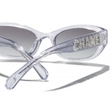 Chanel - Occhiali da Sole Rettangolari - Argento Grigio Sfumato - Chanel Eyewear