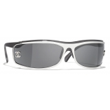 Chanel - Occhiali da Sole a Maschera - Argento Grigio - Chanel Eyewear