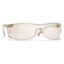 Chanel - Occhiali da Sole a Maschera - Argento Giallo Chiaro - Chanel Eyewear