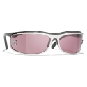 Chanel - Occhiali da Sole a Maschera - Argento Borgogna - Chanel Eyewear