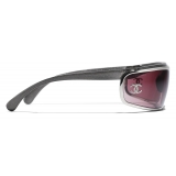 Chanel - Occhiali da Sole a Maschera - Argento Borgogna - Chanel Eyewear