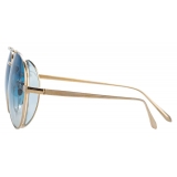 Linda Farrow - Occhiali da Sole Elgin Aviator in Oro Chiaro Blu - LFL792C8SUN - Linda Farrow Eyewear