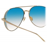 Linda Farrow - Occhiali da Sole Elgin Aviator in Oro Chiaro Blu - LFL792C8SUN - Linda Farrow Eyewear