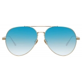 Linda Farrow - Occhiali da Sole Elgin Aviator in Oro Chiaro Blu - LFL792C8SUN - Linda Farrow Eyewear