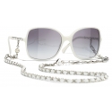 Chanel - Occhiali da Sole Quadrati - Bianco Grigio Sfumato - Chanel Eyewear