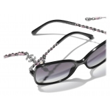 Chanel - Occhiali da Sole Quadrati - Nero Grigio Sfumato - Chanel Eyewear