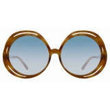 Linda Farrow - Ellen Round Sunglasses in Brown - LFL1172C3SUN - Linda Farrow Eyewear