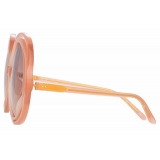 Linda Farrow - Ellen Round Sunglasses in Orange - LFL1172C4SUN - Linda Farrow Eyewear