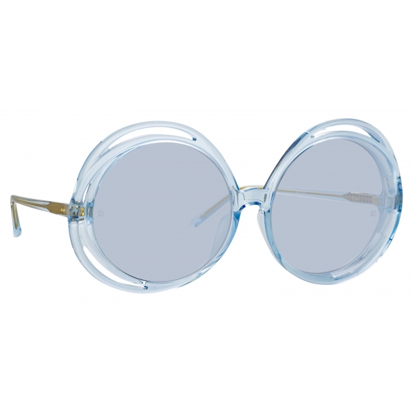 Linda Farrow - Occhiali da Sole Ellen Round in Blu - LFL1172C6SUN - Linda Farrow Eyewear