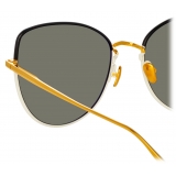 Linda Farrow - Eloise Cat Eye Sunglasses in Black Yellow Gold - LFL1336C6OPT - Linda Farrow Eyewear