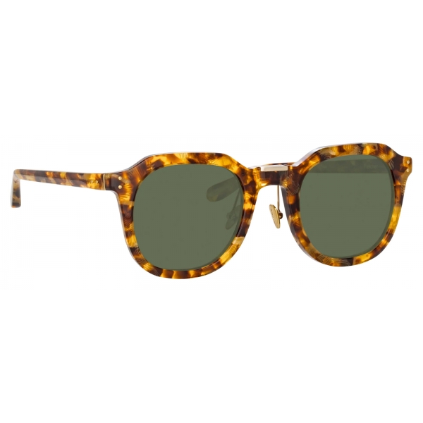 Linda Farrow - Occhiali da Sole Fletcher Angular in Tabacco Tartaruga Verde - LFL1103C9SUN - Linda Farrow Eyewear